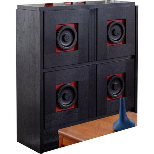 Buffet noir vintage en placage de frêne, 1970