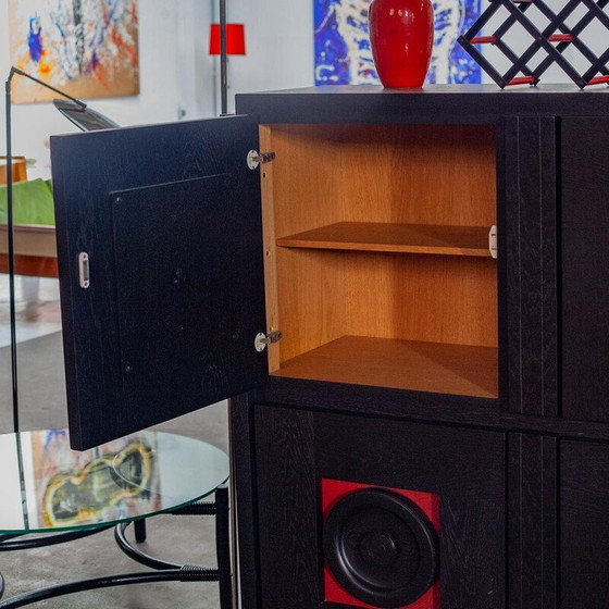 Image 1 of Buffet noir vintage en placage de frêne, 1970