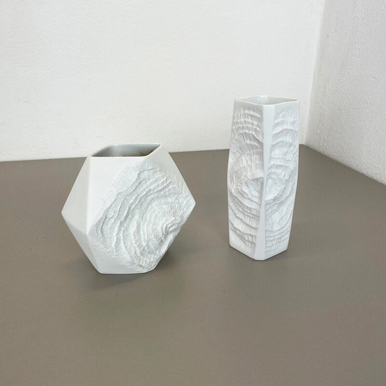 Image 1 of Paire de vases en porcelaine Op Art vintage par Ak Kaiser, Allemagne 1970