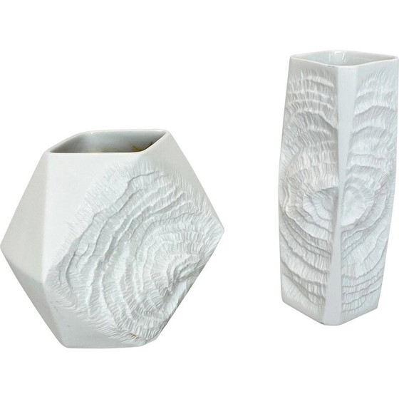 Image 1 of Paire de vases en porcelaine Op Art vintage par Ak Kaiser, Allemagne 1970