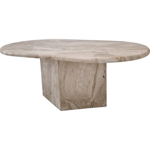Table basse ovale en travertin, Italie 1980