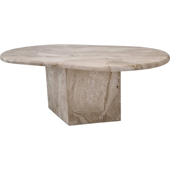 Image 1 of Table basse ovale en travertin, Italie 1980
