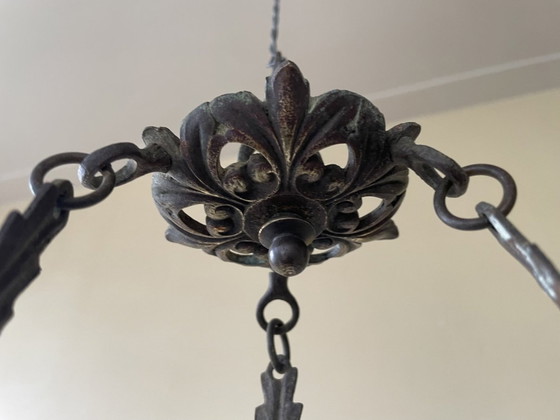 Image 1 of Lampe d'église antique pour bougies Lampe à bougie Couronne en laiton Français