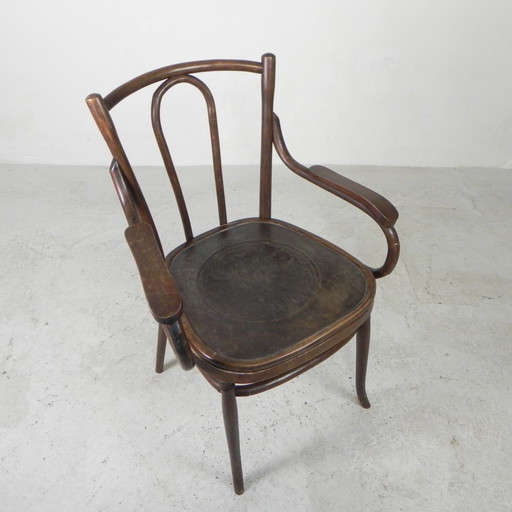 Fauteuil en hêtre avec accoudoirs, style Thonet, années 1920