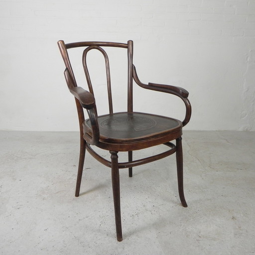 Fauteuil en hêtre avec accoudoirs, style Thonet, années 1920