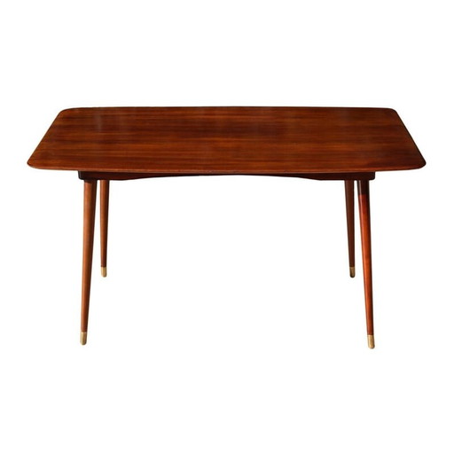 Table d'appoint vintage en bois avec pieds coniques, Allemagne 1960