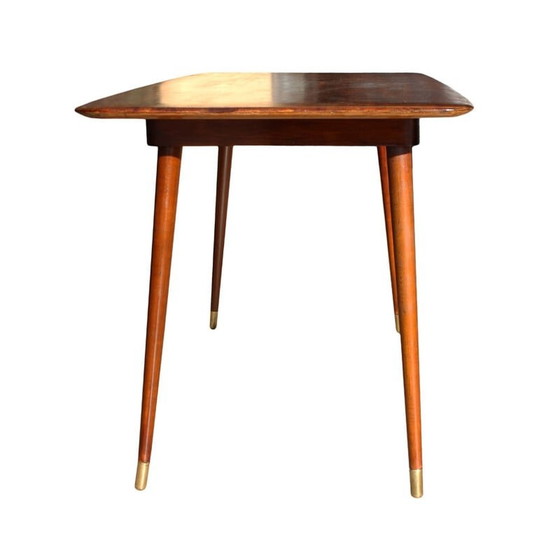 Image 1 of Table d'appoint vintage en bois avec pieds coniques, Allemagne 1960