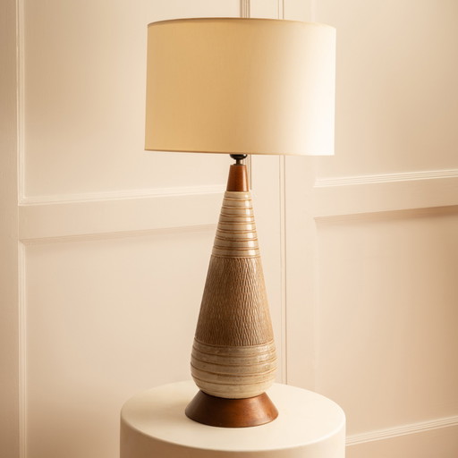  Lampe céramique & bois danoise