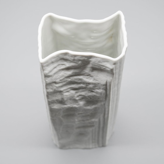 Image 1 of Vase Brutaliste Martin Freyer Rosenthal Studio-Linie Bisque Porcelaine Relief Duo