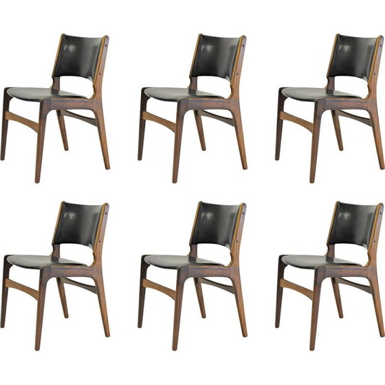 Image 1 of Ensemble de 6 chaises vintage en teck par Erik Buch pour Oddense Maskinsnedkeri, 1960