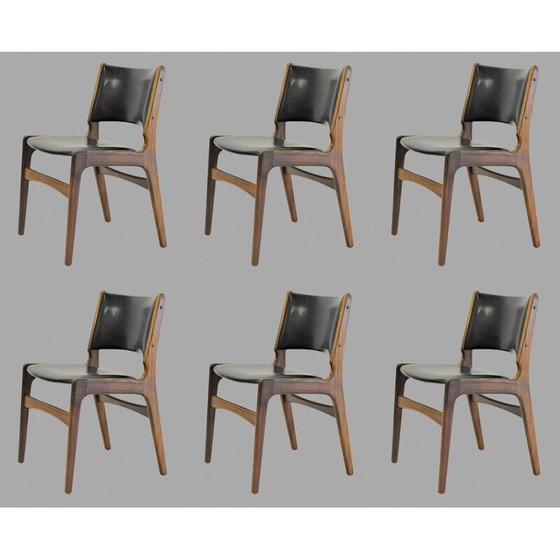Image 1 of Ensemble de 6 chaises vintage en teck par Erik Buch pour Oddense Maskinsnedkeri, 1960