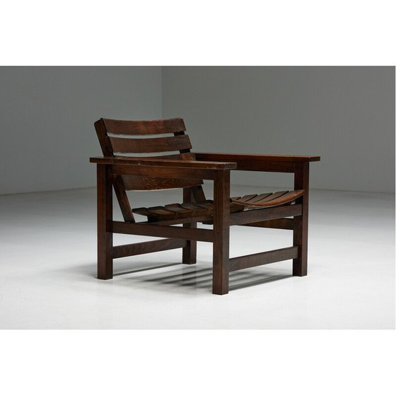 Image 1 of Fauteuil vintage en pin massif, français 1970