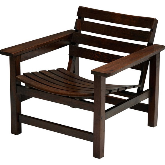 Image 1 of Fauteuil vintage en pin massif, français 1970