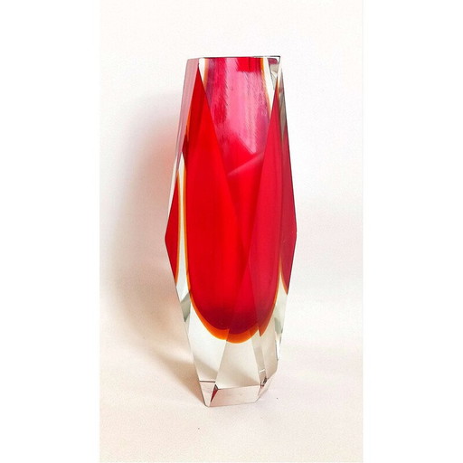Vintage Murano glass faceted vase by Luigi Mandruzzo, Italy 1960