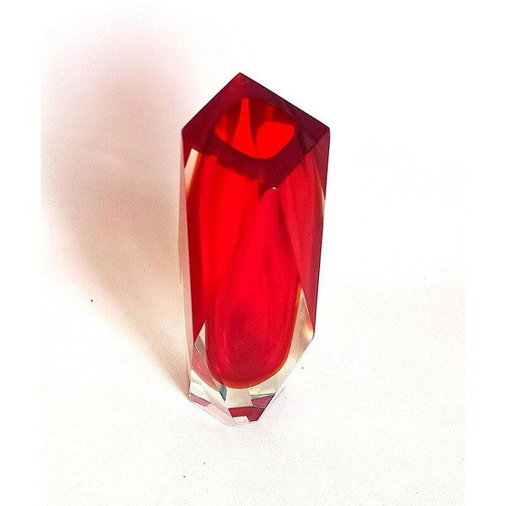 Image 1 of Vintage Murano glass faceted vase by Luigi Mandruzzo, Italy 1960