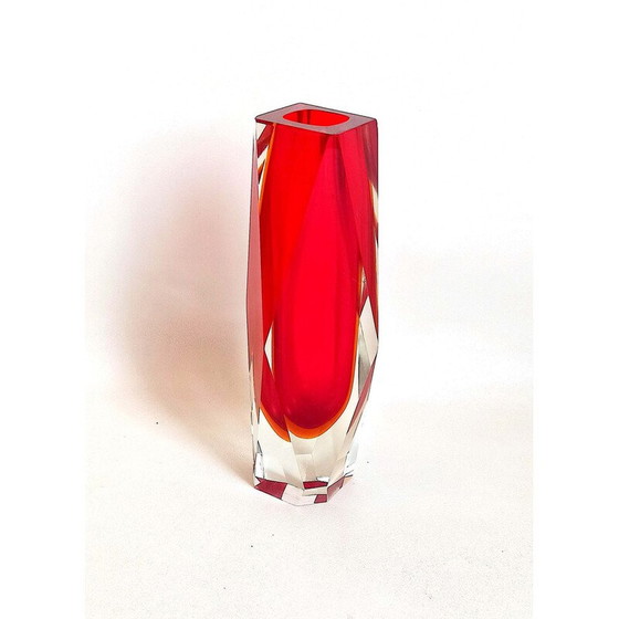 Image 1 of Vintage Murano glass faceted vase by Luigi Mandruzzo, Italy 1960