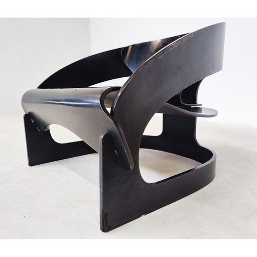 Fauteuil en bois du milieu du siècle modèle 4801 par Joe Colombo pour Kartell, années 1960.