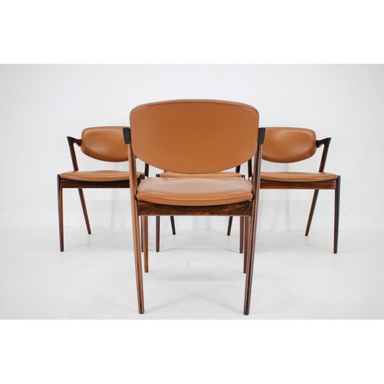 Image 1 of Ensemble de 4 chaises de salle à manger vintage modèle 42 en bois de rose par Kai Kristiansen, 1960s