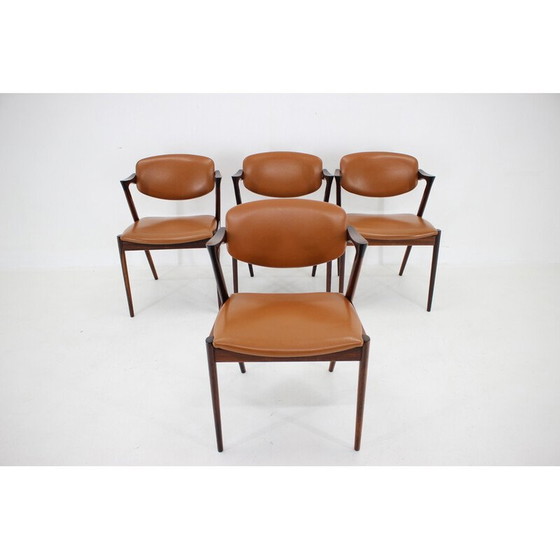 Image 1 of Ensemble de 4 chaises de salle à manger vintage modèle 42 en bois de rose par Kai Kristiansen, 1960s