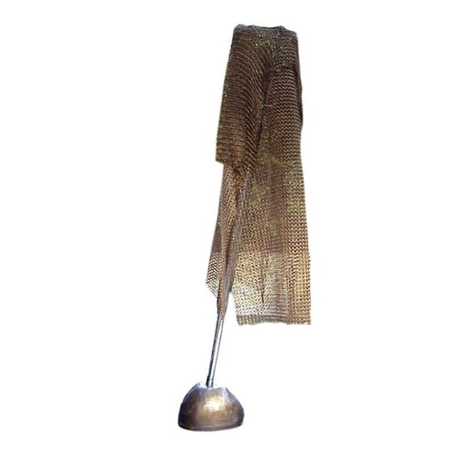 Lampadaire vintage scultura Ecate Toni Cordero Artemide bronze et cotte de mailles 1990