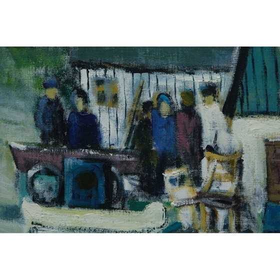 Image 1 of Huile sur toile scandinave vintage Scène de Kai Christensen, années 1960