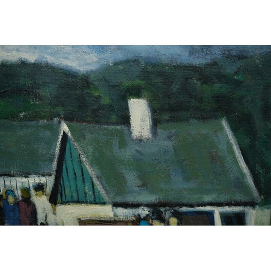 Image 1 of Huile sur toile scandinave vintage Scène de Kai Christensen, années 1960