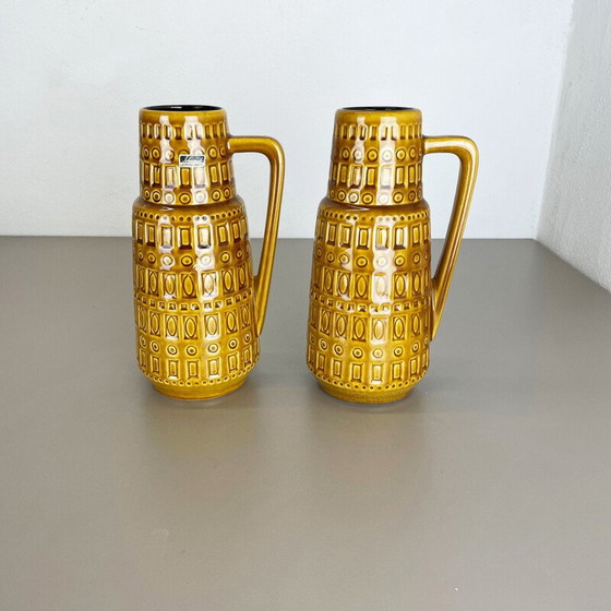 Image 1 of Paire de vases d'art vintage en lave grasse par Scheurich, Allemagne 1970