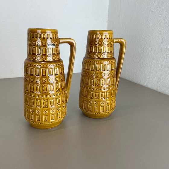 Image 1 of Paire de vases d'art vintage en lave grasse par Scheurich, Allemagne 1970