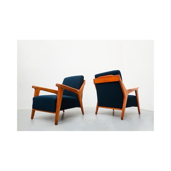Image 1 of Paire de fauteuils bleus vintage par Melchiorre Bega, Italie 1950
