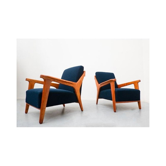Image 1 of Paire de fauteuils bleus vintage par Melchiorre Bega, Italie 1950