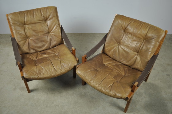 Image 1 of Bruksbo / Vintage Hunter Safari Easy Chairs (2) / Torbjørn Afdal / Norvège 1960S
