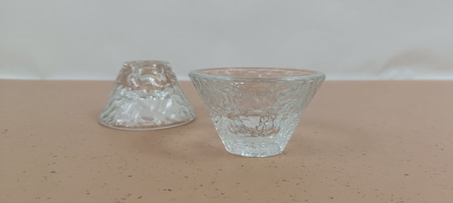 Set Vintage Ice Block Candle Holders