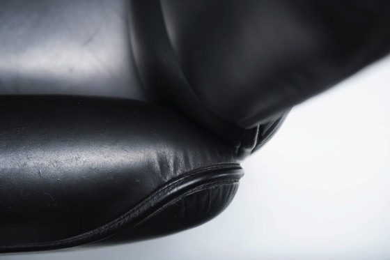 Image 1 of Rare chaise de bureau vintage en cuir noir par Otto Zapf pour Knoll International