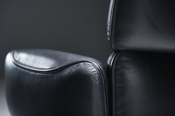 Image 1 of Rare chaise de bureau vintage en cuir noir par Otto Zapf pour Knoll International