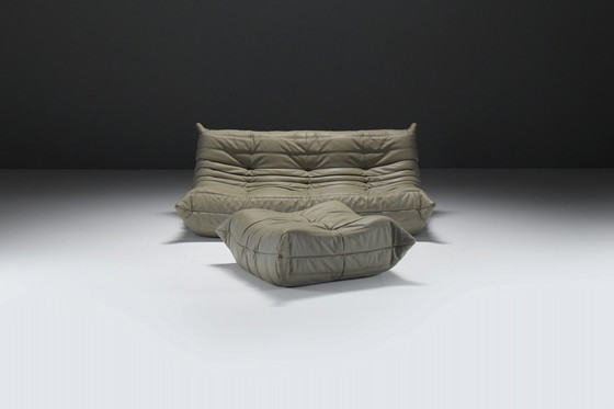 Image 1 of Magnifique Togo original (2011) en cuir kaki par Michel Ducaroy - Ligne Roset