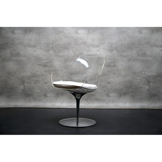 Image 1 of Chaise champagne vintage en verre acrylique et aluminium par Estelle et Erwin Laverne, 1970