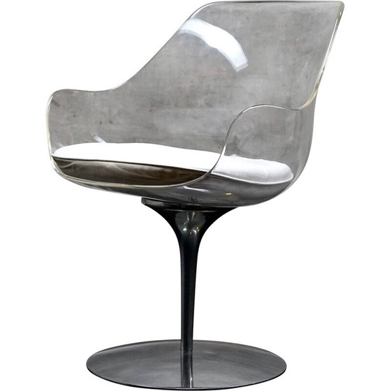 Image 1 of Chaise champagne vintage en verre acrylique et aluminium par Estelle et Erwin Laverne, 1970