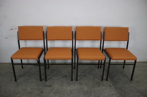 4X L&C Arnold Tube d'acier Chaises Vintage Set Chaise Orange Nouveau revêtement 60S