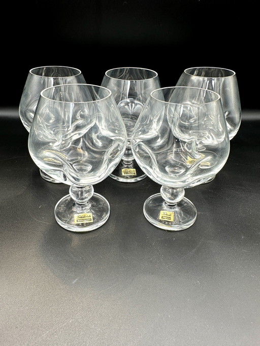 5 x Friedrich Kristall Verre à Cognac Cristal de plomb