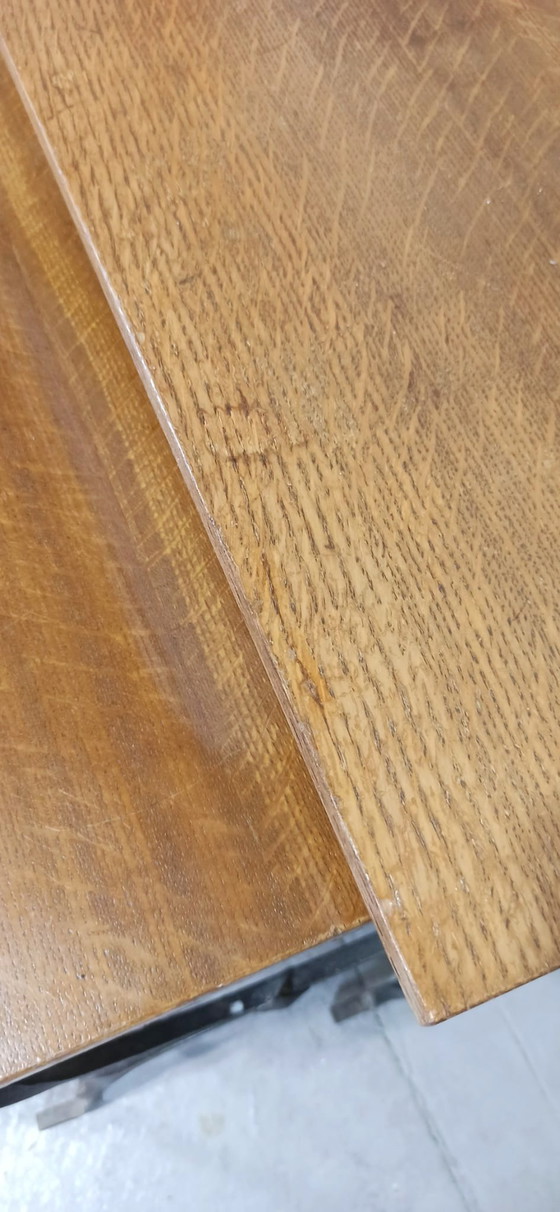 Image 1 of Ensemble de tables gigognes à plateau en bois et pieds en fer forgé