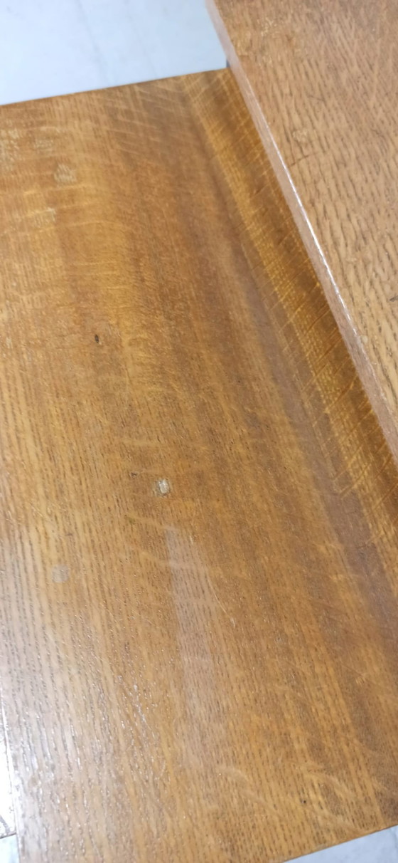 Image 1 of Ensemble de tables gigognes à plateau en bois et pieds en fer forgé