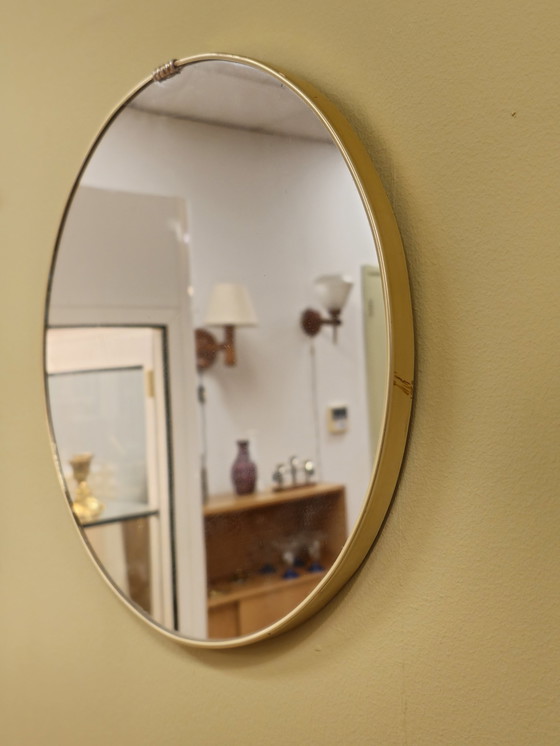 Image 1 of Miroir mural vintage Miroir laiton doré
