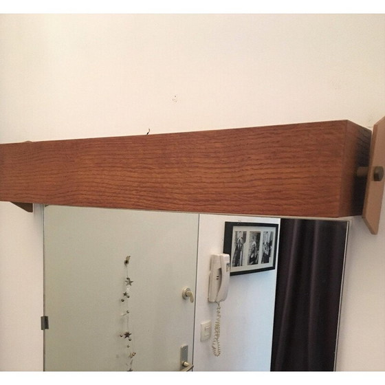 Image 1 of Miroir scandinave vintage en teck avec éclairage, 1970