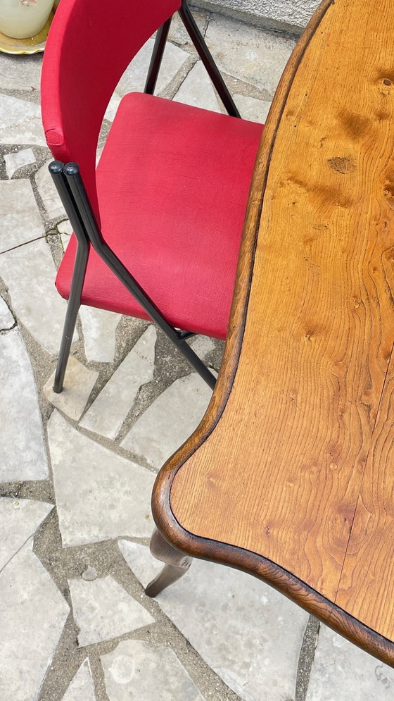 Image 1 of Table Bois Massif Et Pieds Courbés France