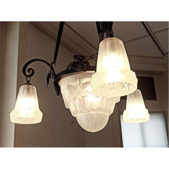 Image 1 of Lustre Vintage Degué 4 lumières Art Déco