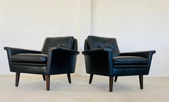 Image 1 of Chaise club rétro danoise Nili Stoppmøbler en cuir noir 70,S