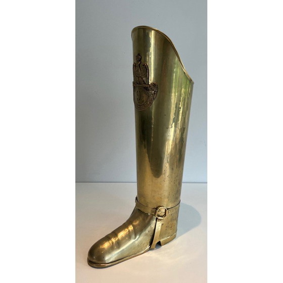 Image 1 of Porte-parapluie vintage en laiton en forme de botte