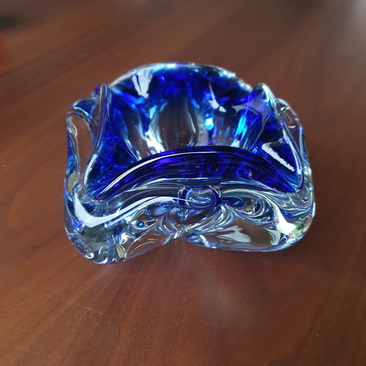 Cendrier bleu cobalt en verre de Murano 1960