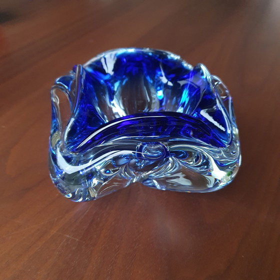 Image 1 of Cendrier bleu cobalt en verre de Murano 1960