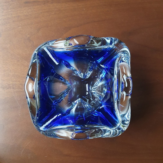 Image 1 of Cendrier bleu cobalt en verre de Murano 1960